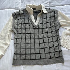 Gray Checkered Women’s Sweater Vest